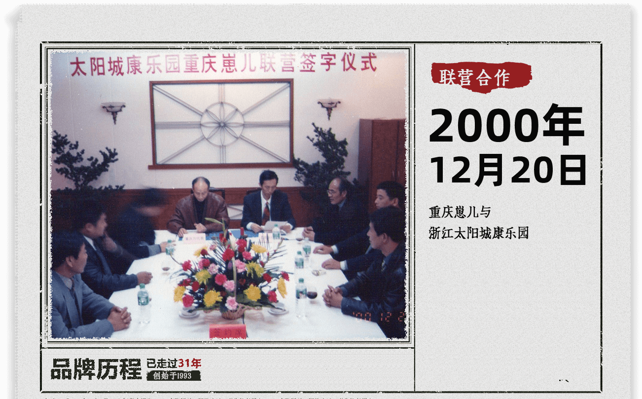 2000年12月20日 重庆崽儿与浙江太阳城康乐园联营合作签字仪式