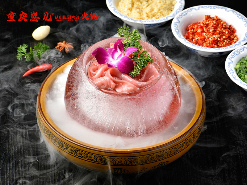 重庆崽儿火锅特色菜品：鸭肠